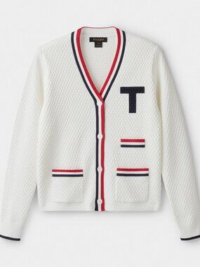 Tilley women's T Cardigan in white cotton with buttons in size medium